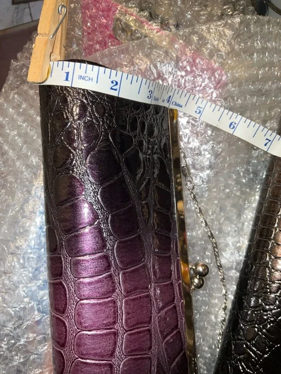 Croc-Embossed Clutch Purse - Multicolor Metallics - Picture 6 of 16